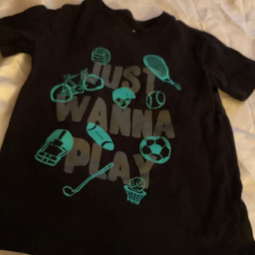 Carter's Black Tee with Sports Graphics